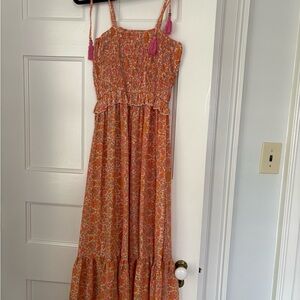 Floral Maxi Dress with Tassels